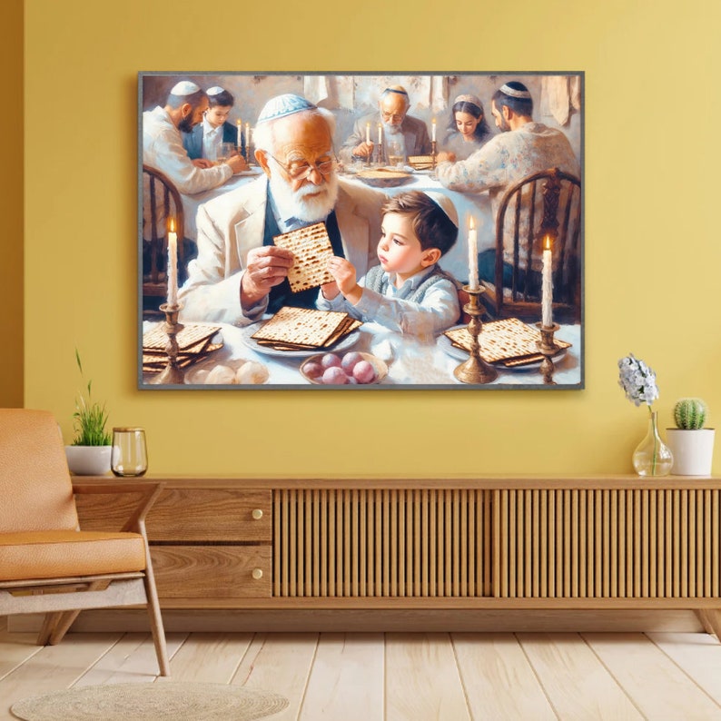Passover Library Display Telling the Passover Story Painting Digital Download Judaica Art Print ...