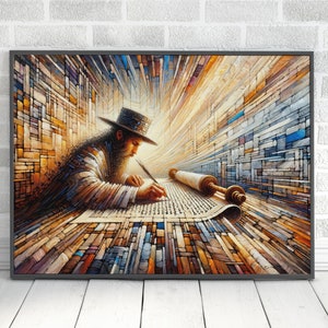 Judaica Art Painting Digital Download Abstract Jewish Scribe Wall Art Home Decor Judaica Print Art Original Painting Wall Art Decor Gift