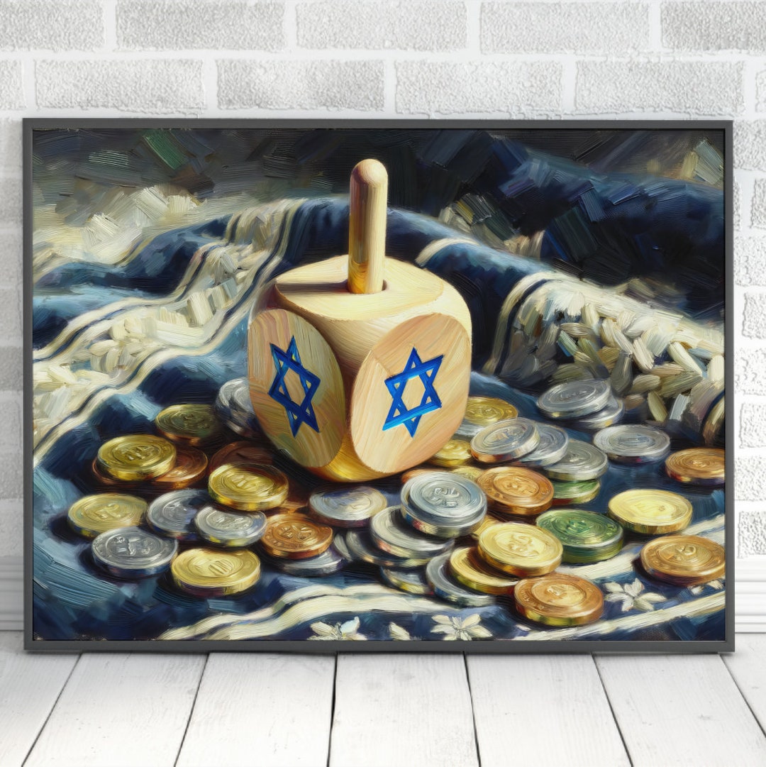 Judaica Dreidel Painting Digital Download Jewish Holiday Print Hannukah