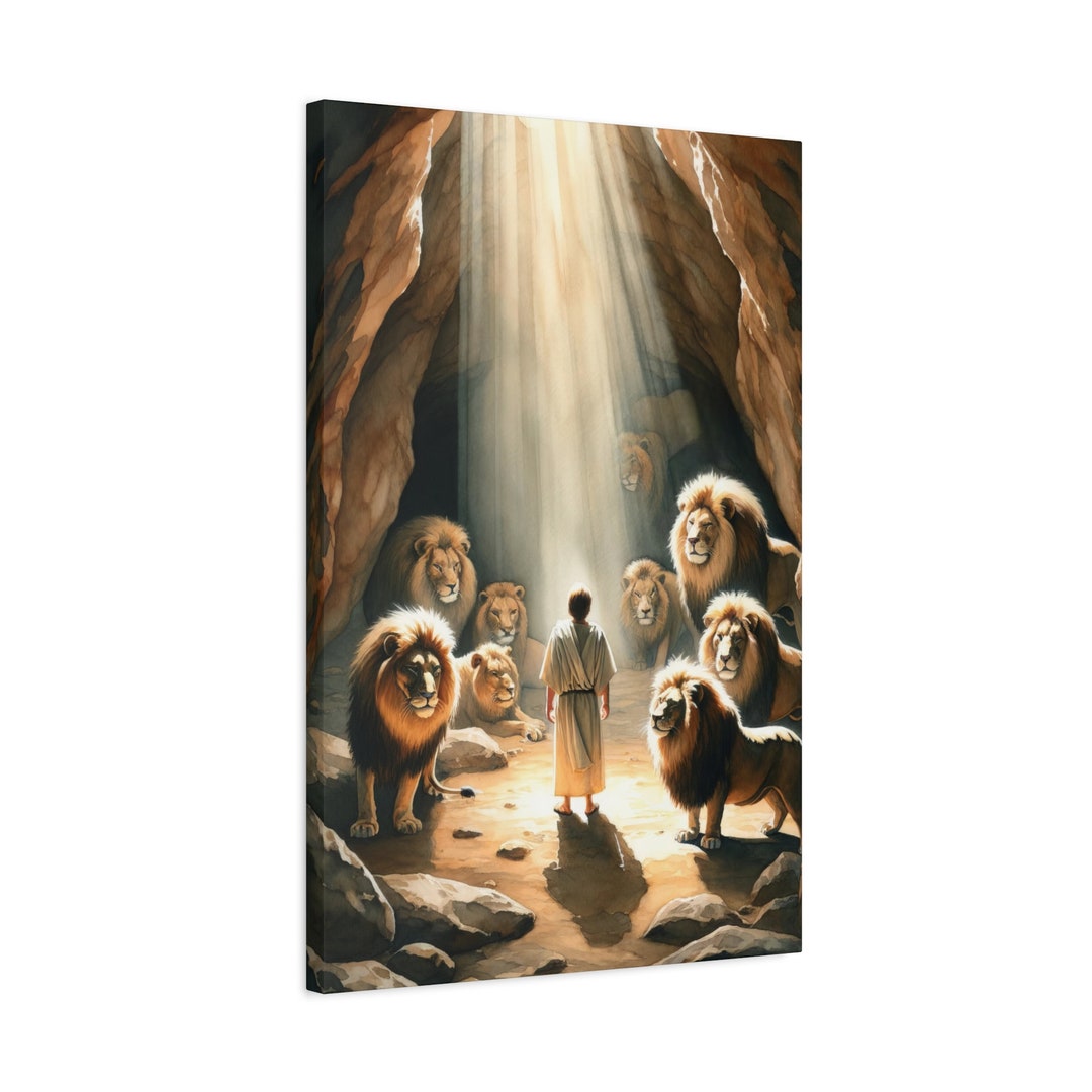 Daniel Print Daniel in the Lions Den Canvas Painting Bible Print Scripture Verse ...