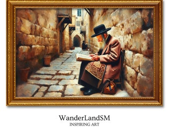 Judaica Jerusalem Painting Digital Download Study Old City Print Jerusalem Wall Art Home Decor Jewish Gift Judaica Wall Art Original Paint
