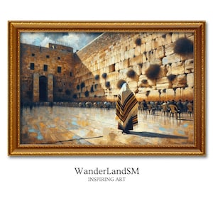 Prayer Kotel Painting Digital Download, Western Wall Print Israel Wall Art Home Decor Jewish Gift Judaica Kotel Wall Art Original Paint
