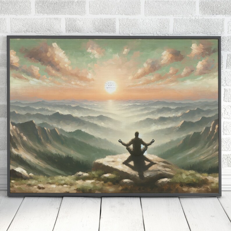 Vintage Meditation Wall Art Digital Download Zen Art Print Meditation