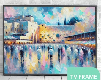Kotel Pastel Painting Digital Download Print, Western Wall Jerusalem Print, Judaica Wall Art Home Decor, Jewish Gift Original Paint Wall Art