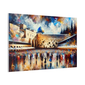 Kotel Painting Canvas, Western Wall Celebration Jerusalem Canvas Print, Judaica Wall Art Home Decor, Jewish Gift, Original Paint Canvas