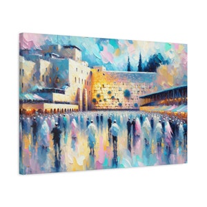 Kotel Pastel Painting Canvas, Judaica Wall Art Canvas Print Gift, Iconic Israel Painting, Jewish Home Decor, Abstract Modern Artwork