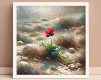 Kalanit Flower Painting Digital Download, Flower Israel Art Print Judaica Wall Art Home Decor Jewish Gift Original Painting Israeli Wall Art