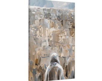 Praying at The Kotel Painting Canvas, Israel Western Wall Art Canvas Print Gift, Judaica Painting Home Decor, Jewish Israeli Modern Artwork
