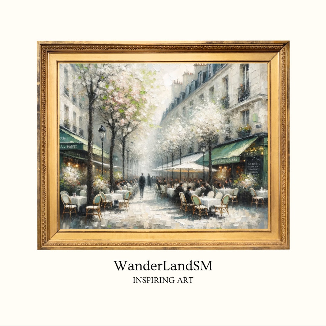 Vintage Paris Street Digital Wall Art Printable Spring Oil Painting