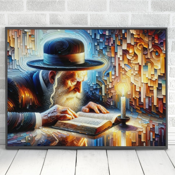 Modern Judaica Painting Digital Download Rabbi Torah Learning Print Abstract Jewish Wall Art Home Decor Jewish Gift Wall Art Original Paint