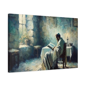Jewish Prayer Painting Canvas, Judaica Wall Art Canvas Print Gift, Judaism Painting Judaica Home Decor, Jewish Modern Artwork