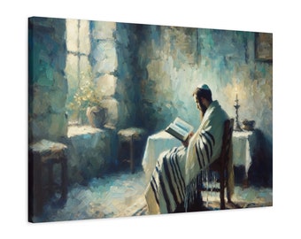 Joods gebed schilderij canvas, Judaïca Wall Art Canvas Print Gift, jodendom schilderij Judaïca Home Decor, Joodse moderne kunstwerken
