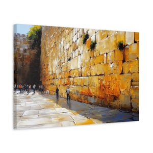 Kotel schilderij canvas, judaica muurkunst canvas print cadeau, iconisch Israël schilderij, joods interieur, abstracte moderne kunstwerken Jeruzalem kunst