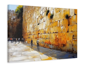 Kotelmålning på duk, judaisk väggkonst på duk, present, ikonisk Israelmålning, judisk heminredning, abstrakt modern konstverk, Jerusalemkonst