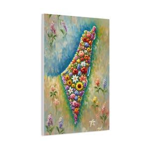 Floral Israel Landkarte Malerei Leinwand Israel Kunst Leinwand Israel Blumen Wand Kunst Wohnkultur Darüber hinaus Wand Kunst Kunst israelisch Jüdische Kunst