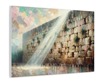 Kotel Lights Painting Canvas, Judaica Wall Art Canvas Print Gift, Iconico Western Wall Painting Jewish Home Decor, Israel Modern Artwork