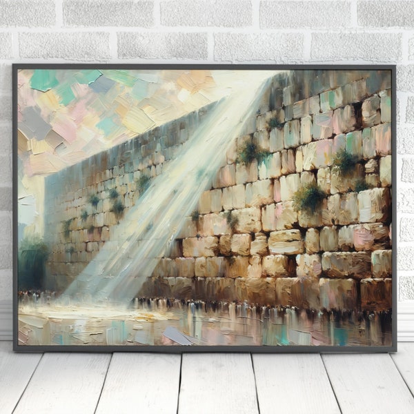 Kotel Light Painting Digital Download Print, Western Wall Jerusalem Painting, Judaica Wall Art Home Decor, Jewish Gift Original Wall Art