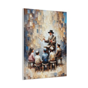 Telling The Passover Story Painting Canvas, Judaica Wall Art Canvas Print Gift, Jewish Painting Jewish Home Decor, Abstract Modern Artwork