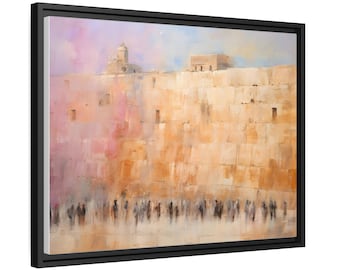 Kotel Wall Art Canvas, Iconic Western Wall Painting, Jerusalem Old City Canvas Home Decor, Abstract Modern Judaica Original Gift
