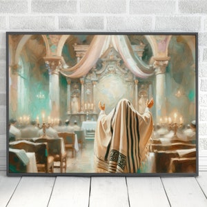 Judaica Wall Art Digital Download, Synagogue Cantor Artwork, Hazzan Jewish Wall Art Home Decor, Judaica Gifts, Original Paint Wall Art Print