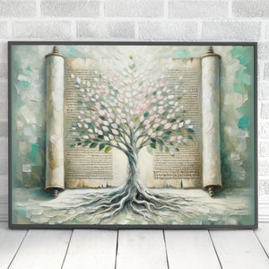 Judaica Tree Painting Digital Download, Jewish Tree of Life Print Torah Wall Art Home Decor Jewish Gift Judaica Art Original Wall Art Prints