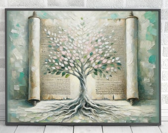 Judaica Tree Painting Digital Download, Jewish Tree of Life Print Torah Wall Art Home Decor Jewish Gift Judaica Art Original Wall Art Prints