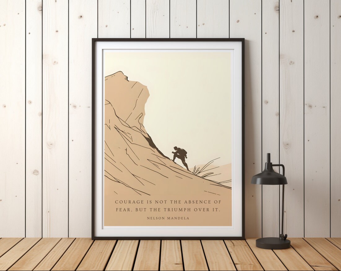 Nelson Mandela Quote Poster Digital Print, Courage is Not the Absence ...