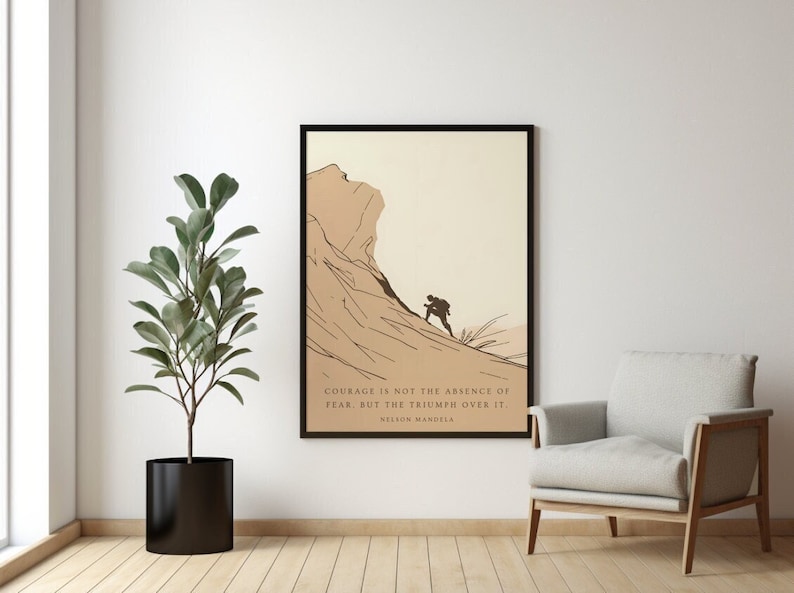 Nelson Mandela Quote Poster Digital Print, Courage is Not the Absence ...