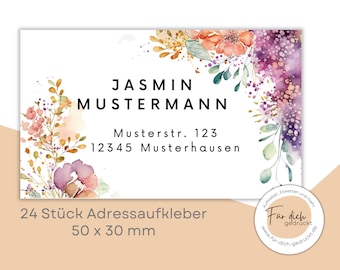 Adressaufkleber Sticker Set 24 / 48 Stück - Wasserfest - personalisierbar - personalisierter Aufkleber 50 x 30 mm / 40 x 25 mm - rechteckig