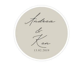 35x Hochzeit Sticker nach Wunsch - personalisierbar - personalisierter Aufkleber 35 mm / 40 mm / 50 mm / 60 mm