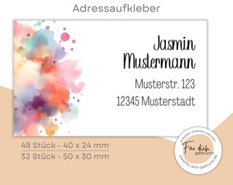 Address sticker set 24 / 48 pieces - waterproof - customizable - personalized sticker 50 x 30 mm / 40 x 25 mm - rectangular