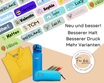 Namensaufkleber für Kita, Kindergarten, Schule und Beruf 32x10 mm Pastellfarben Sticker mit Name /  Motiv / Wunschfarbe - personalisierbar