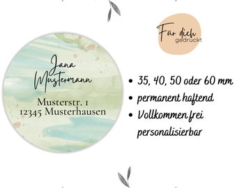 35x Adressaufkleber Sticker - personalisierbar - personalisierter Aufkleber 35 mm / 40 mm / 50 mm / 60 mm