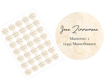 35x address stickers - personalizable - personalized sticker 35 mm / 50 mm / 60 mm - champagne / watercolor / vintage