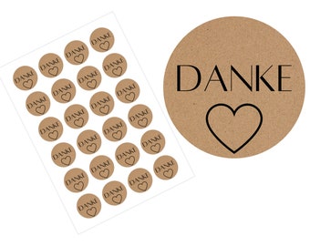 24x kraft paper thank you stickers 40 mm brown / simple / modern