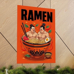 Ramen wall art, Sumo wall art,  Japanese art print.