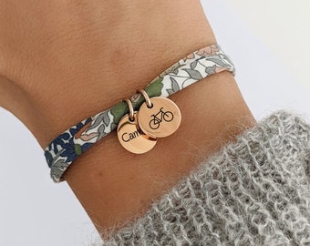 Bracciale in cordone Liberty personalizzato con medaglie IN ORO ROSA da incidere - Bracciale da donna, regalo mamma, braccialetto figlia, regalo di nascita