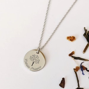 Collier personnalisé Arbre de vie avec médaille gravée Collier femme, cadeau maman, collier fille, cadeau naissance, bijou femme, famille image 1