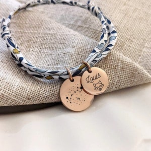 Personalized Liberty cord bracelet with zodiac sign medals - Women&#39;s bracelet, mom&#39;s gift, daughter&#39;s bracelet, birth gift