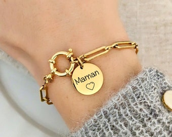 Personalized bracelet with engravable medallion - Women's bracelet, personalized gift, engraved, gift for mom, girl's bracelet, birth