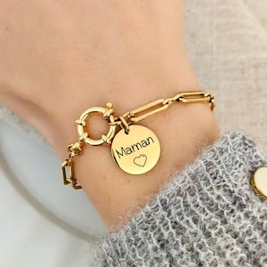 Pulsera personalizada con medalla para grabar - Pulsera mujer, regalo personalizado, grabado, regalo mamá, pulsera hija, nacimiento