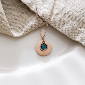 Collier personnalisé pierre de naissance avec médaille à graver Collier femme, cadeau maman, collier fille, cadeau naissance, bijou femme zdjęcie 3