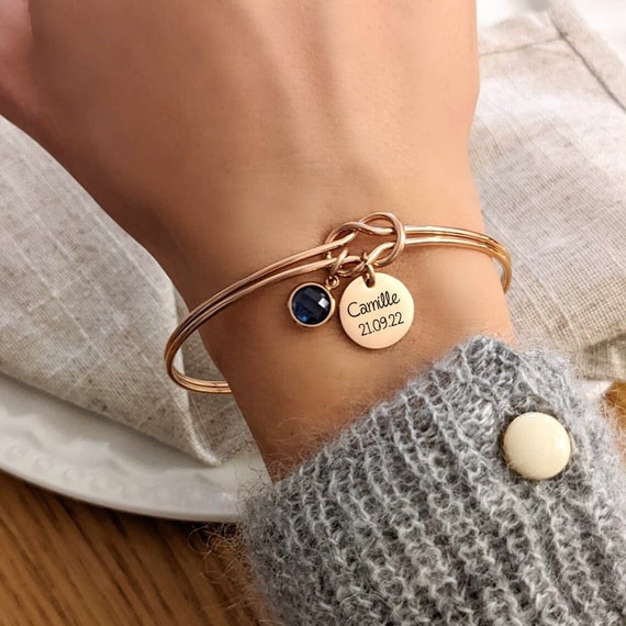 Bangle Bracelet to Personalize with Engraving, Mom Bracelet, Godmother, Bridesmaid Gift, Birth Gift, Personalized Christmas Gift