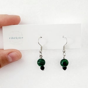 Handmade Malachite & Obsidian Earrings