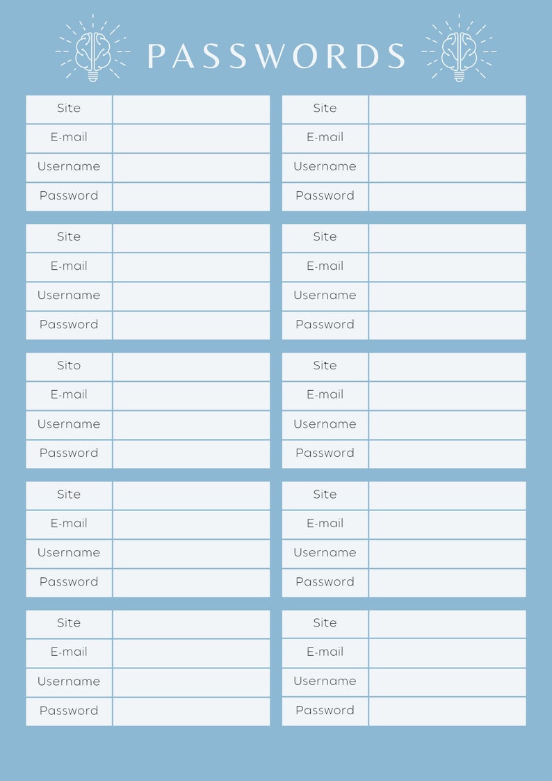 Password Reminder Printable Sheet - Etsy