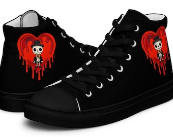 Women’s high top canvas shoes Gothic Bleeding Heart.