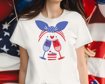 Cupcake 4th of July T-shirt: Red, White & Blue Watercolor Design