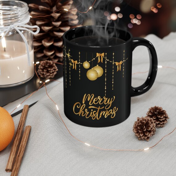 Christmas personalised Elegant design Mug, Holidays Mug , Santa  Xmas mug Gift, Hot Chocolate Mug, Christmas Mug11oz Black Mug