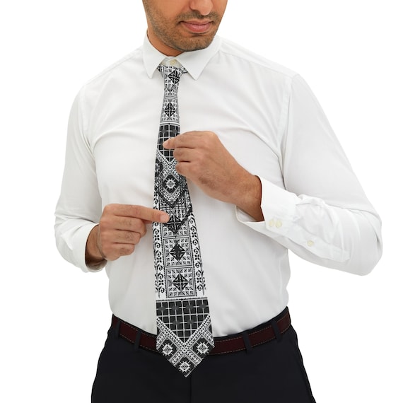 Palestinian Tatreez Necktie, groom tie, kufiyah, wedding tie, henna groom tie, Palestine culture design Groom Gift For him Dad Gift, Tie.