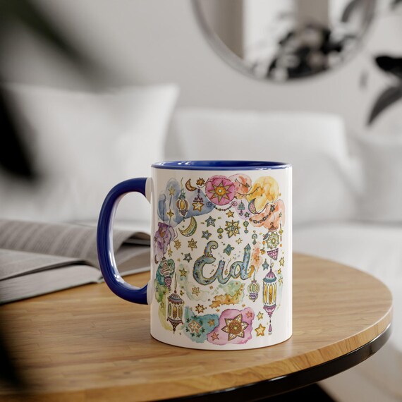 Personalised Eid Watercolor Lanterns Accent Mug | 11oz Ramadan